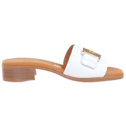 Oh My Sandals Sandals<Oh! My Sandals Ladies Block Heeled Mules - 5605 - White