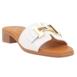 Oh My Sandals Sandals<Oh! My Sandals Ladies Block Heeled Mules - 5605 - White