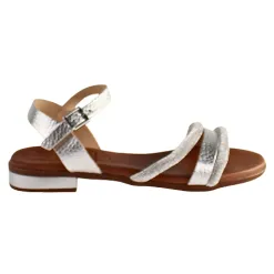 Oh My Sandals Sandals<Oh! My Sandals Ladies Flat Sandals - 5335 - Silver Metallic