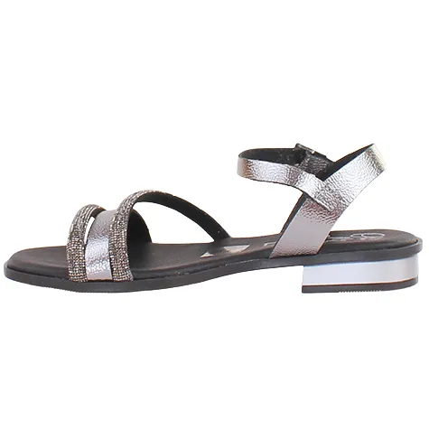 Oh My Sandals Sandals<Oh! My Sandals Ladies Flat Sandals - 5591 - Black/Silver
