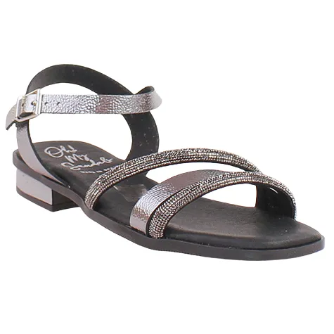 Oh My Sandals Sandals<Oh! My Sandals Ladies Flat Sandals - 5591 - Black/Silver