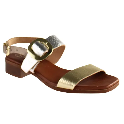 Oh My Sandals Sandals<Oh! My Sandals Ladies Low Block Heeled Sandals - 5346 - Metallic