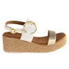 Oh My Sandals Sandals<Oh! My Sandals Ladies Wedge Sandals - 5455 - White/ Metallic