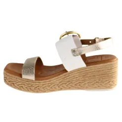 Oh My Sandals Sandals<Oh! My Sandals Ladies Wedge Sandals - 5455 - White/ Metallic