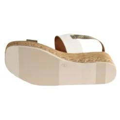 Oh My Sandals Sandals<Oh! My Sandals Ladies Wedge Sandals - 5455 - White/ Metallic