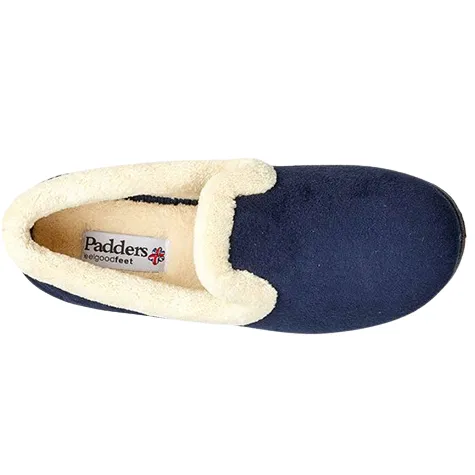 Padders Ladies Wide Fitting<Ladies Slippers - Repose - Navy