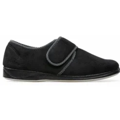 Padders Slippers<Men's Wide Fit Velcro Slippers - Harry - Black