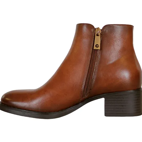 Patrizio Como Boots<Block Heeled Ladies Ankle Boots - Davos - Tan