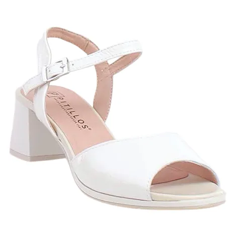 Pitillos Heels<Ladies Block Heeled Sandals - 10537 - Ice White