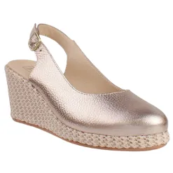 Pitillos Shoes<Ladies Sling-Back Wedge Sandals - 10635 - Gold