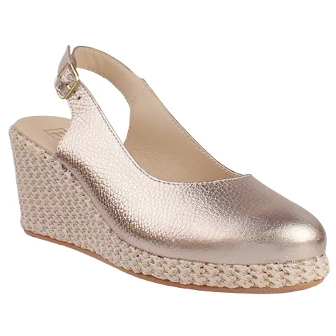 Pitillos Shoes<Ladies Sling-Back Wedge Sandals - 10635 - Gold