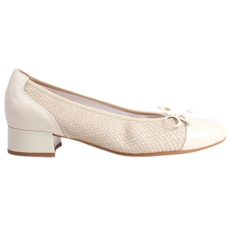 Pitillos Heels<Ladies Block Heeled Pumps - 10453 - Cream