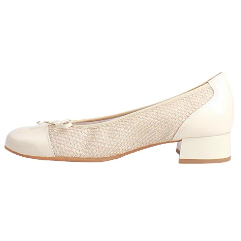 Pitillos Heels<Ladies Block Heeled Pumps - 10453 - Cream