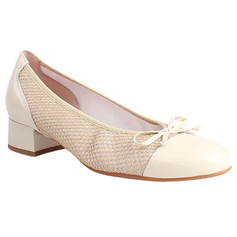 Pitillos Heels<Ladies Block Heeled Pumps - 10453 - Cream