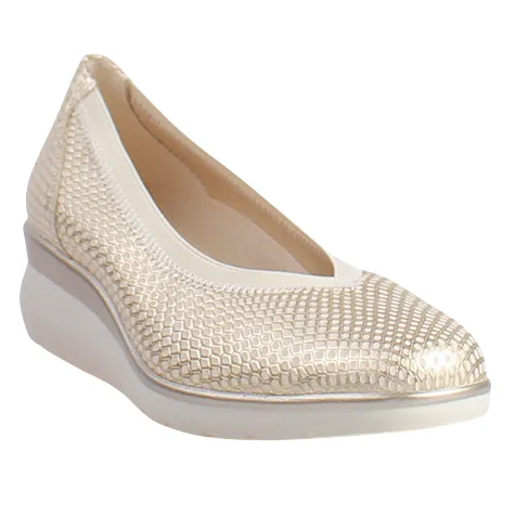 Pitillos Shoes<Ladies Low Wedge Pumps - 10373 - Gold