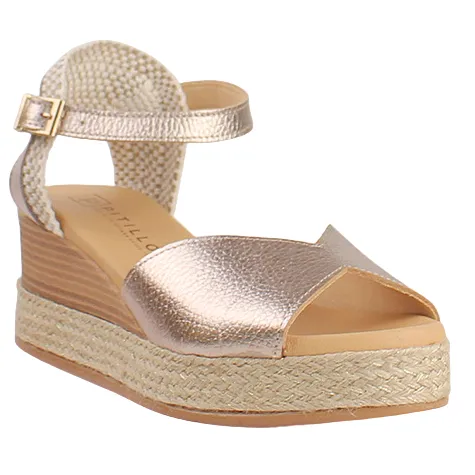 Pitillos Sandals<Ladies Peep Toe Wedge Sandals - 10592 - Gold