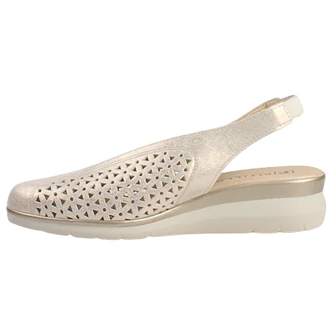 Pitillos Shoes<Ladies Sling Back Wedge Sandals - 10370 - Gold