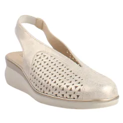 Pitillos Shoes<Ladies Sling Back Wedge Sandals - 10370 - Gold