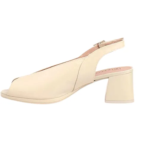 Pitillos Heels<Ladies SlingBack Block Heels - 10536 - Cream