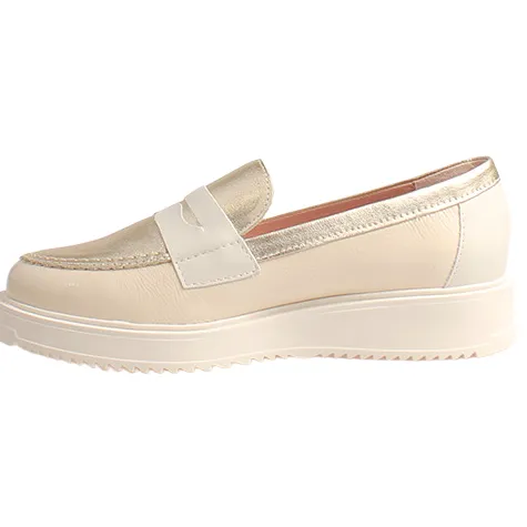 Pitillos Shoes<Ladies Wedge Loafers - 10384 - Nude/Gold
