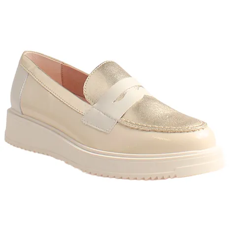Pitillos Shoes<Ladies Wedge Loafers - 10384 - Nude/Gold