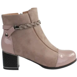 Redz Boots<Block Heeled Ankle Boots - F3924-Taupe