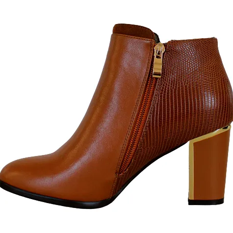 Redz Boots<Block Heeled Ankle Boots - F49 - Tan