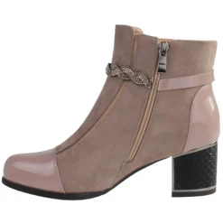 Redz Boots<Block Heeled Ankle Boots - F3924-Taupe