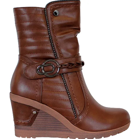 Redz Boots<Wedge Mid Boots - D3937 - Tan