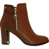 Redz Boots<-Block Heeled Ankle Boots - D3077 - Tan