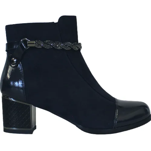 Redz Boots<Block Heeled Ankle Boots - F3924 - Navy