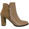 Redz Boots<Block Heeled Ankle Boots - D3077 - Beige