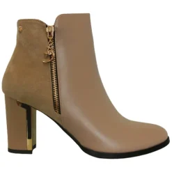 Redz Boots<Block Heeled Ankle Boots - D3077 - Beige