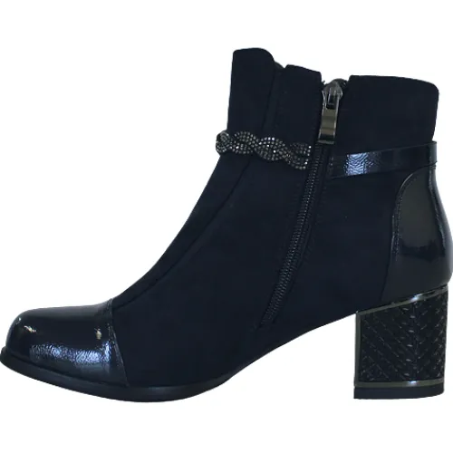 Redz Boots<Block Heeled Ankle Boots - F3924 - Navy