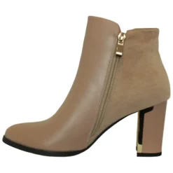 Redz Boots<Block Heeled Ankle Boots - D3077 - Beige