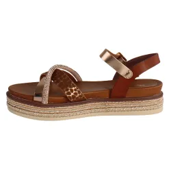 Redz Sandals<Ladies Flatform Sandals - 6W8908-1 - Tan/Gold