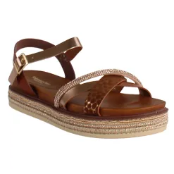Redz Sandals<Ladies Flatform Sandals - 6W8908-1 - Tan/Gold