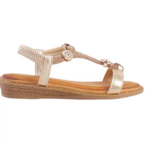 Redz Sandals<Ladies Low Wedge Sandals - 3Z8923-10 - Gold