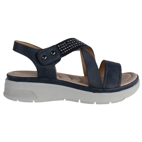 Redz Sandals<Ladies Low Wedge Sandals - 161-16A - Navy