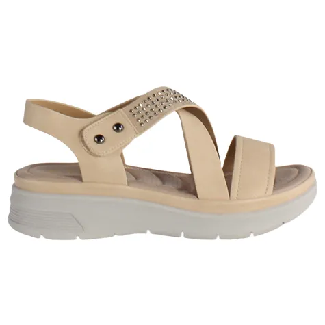 Redz Sandals<Ladies Low Wedge Sandals - 161-16A - Beige