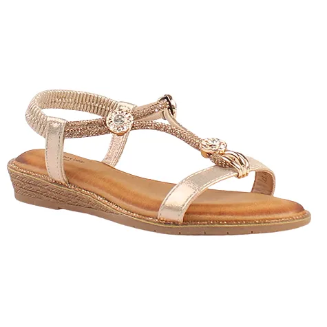Redz Sandals<Ladies Low Wedge Sandals - 3Z8923-10 - Gold