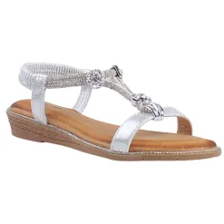 Redz Sandals<Ladies Low Wedge Sandals - 3Z8923-10 - Silver
