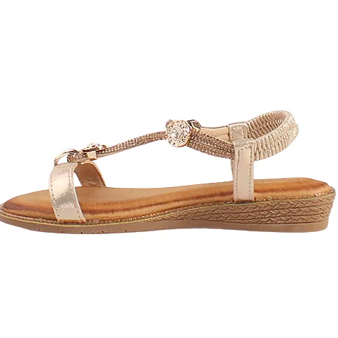 Redz Sandals<Ladies Low Wedge Sandals - 3Z8923-10 - Gold
