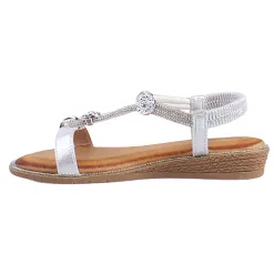 Redz Sandals<Ladies Low Wedge Sandals - 3Z8923-10 - Silver