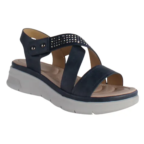 Redz Sandals<Ladies Low Wedge Sandals - 161-16A - Navy
