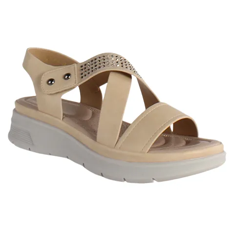Redz Sandals<Ladies Low Wedge Sandals - 161-16A - Beige