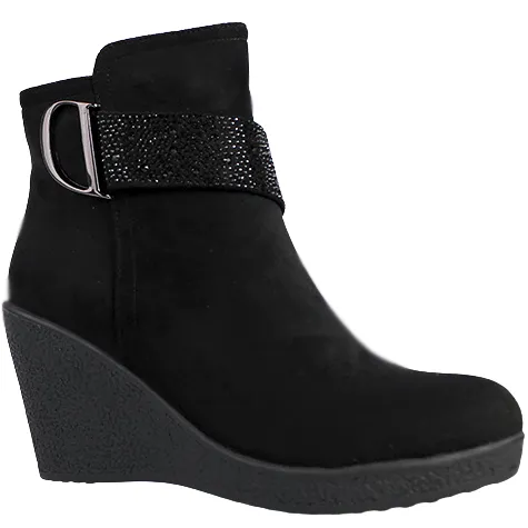 Redz Boots<Ladies Wedge Ankle Boots - D3410 - Black