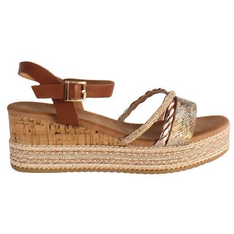 Redz Sandals<Ladies Wedge Sandals - 6W8913-40 - Tan