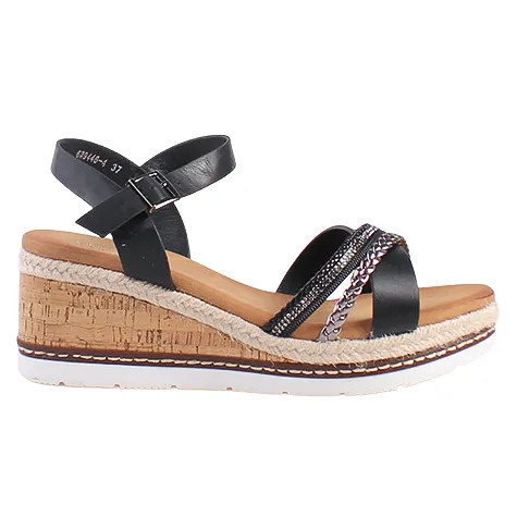 Redz Sandals<Ladies Wedge Sandals - 6W9446-4 - Black