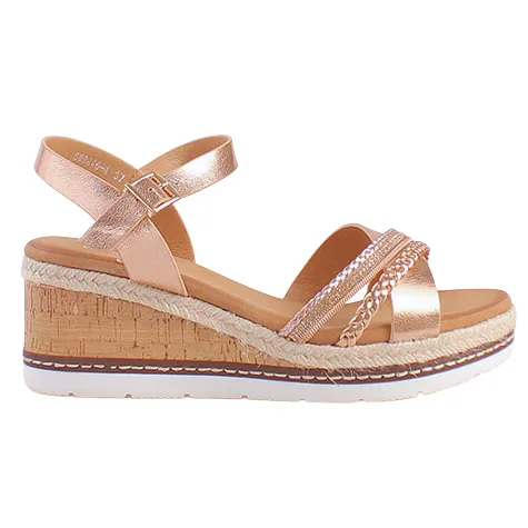 Redz Sandals<Ladies Wedge Sandals - 6W9446-4- Champagne